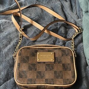 Michael Kors Checkered Brown Crossbody Bag